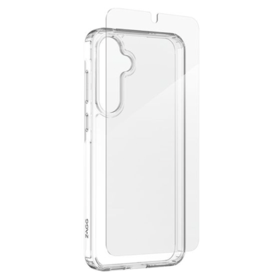 ZAGG Defence Galaxy A55 5G Glass Screen Protector & Clear Case Budnle - Clear - Side View