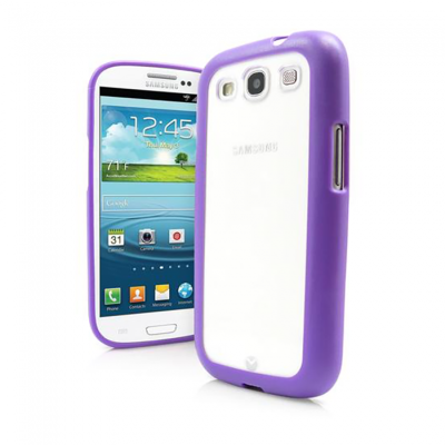 KOLAY Frosted Galaxy S3 i9300 Case - Clear and Purple