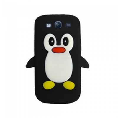 KOLAY Penguin Silicone Galaxy S3 i9300 Case - Black