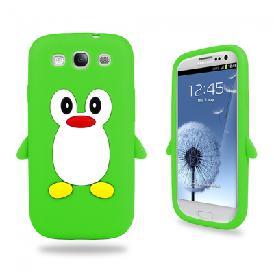 KOLAY Penguin Silicone Galaxy S3 i9300 Case - Green