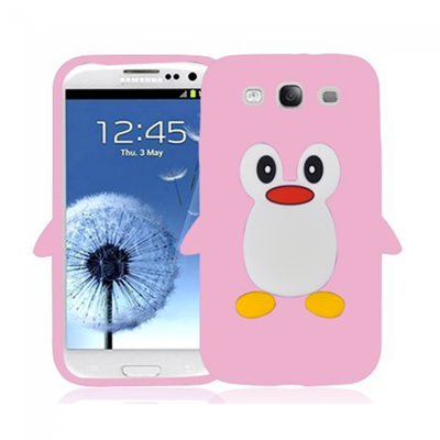 KOLAY Penguin Silicone Galaxy S3 i9300 Case - Light Pink