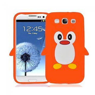 KOLAY Penguin Silicone Galaxy S3 i9300 Case - Orange