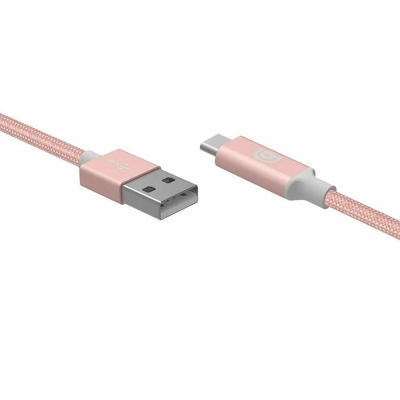 Griffin 1m Charge/Sync USB-A to USB-C Braided Connector - Rose Gold - Side View