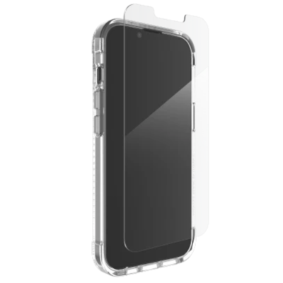 ZAGG Luxe iPhone 16e / 14 / 13 Case & Screen Protector Bundle - Clear - Side View