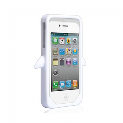 KOLAY Penguin Silicone iPhone 4 / 4S Case - White - Front View