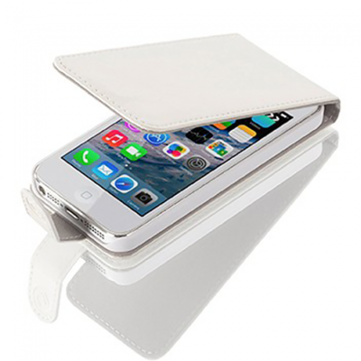 Gear4 Leather Flip iPhone 5 / 5S / SE Case - White - Open View