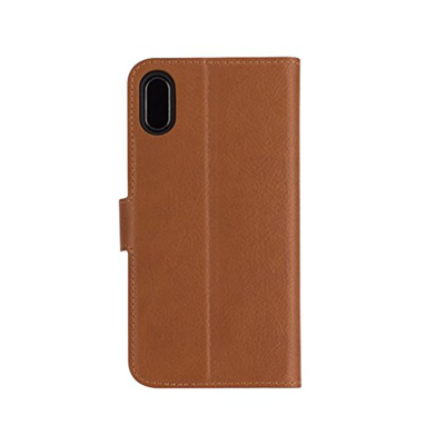 XQISIT Slim Wallet Selection iPhone XS Case - Brown - Back View