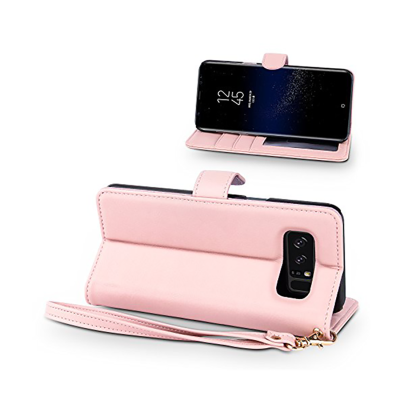 Belk Elegant Concise Book Galaxy Note 8 Case - Pink - Stand View