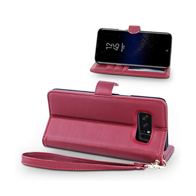Belk Elegant Concise Book Galaxy Note 8 Case - Red - Stand View