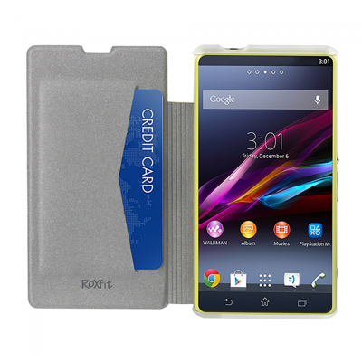 Roxfit Book View Xperia Z1 Compact Case - Carbon White - Front Open View